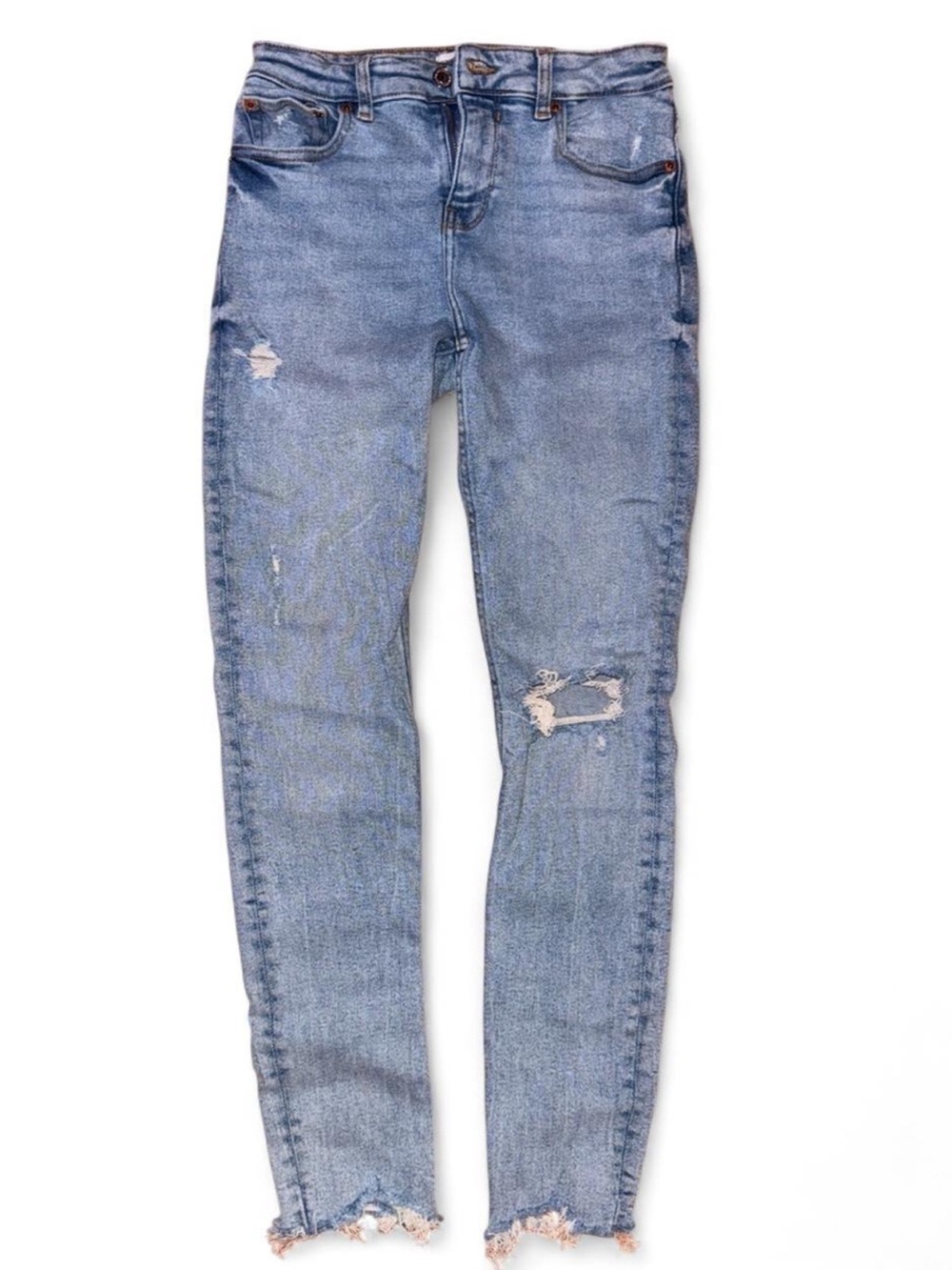 Zara Women's Light Blue Distressed Skinny Jeans